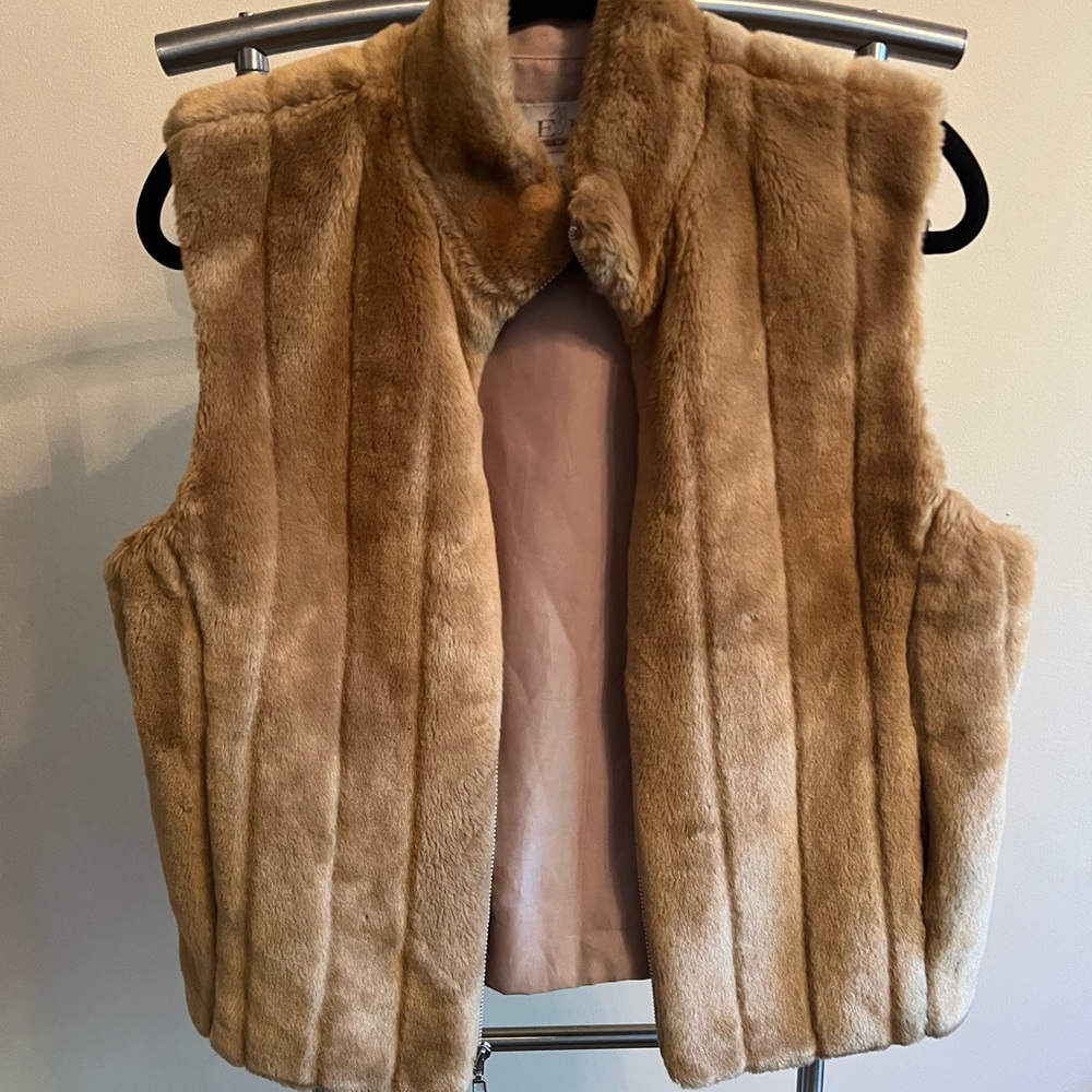 Vintage EP Pro Brown Faux Fur Vest - Sz Medium
